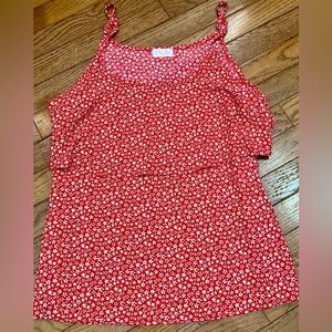 Pink Lily Red Floral Top Large